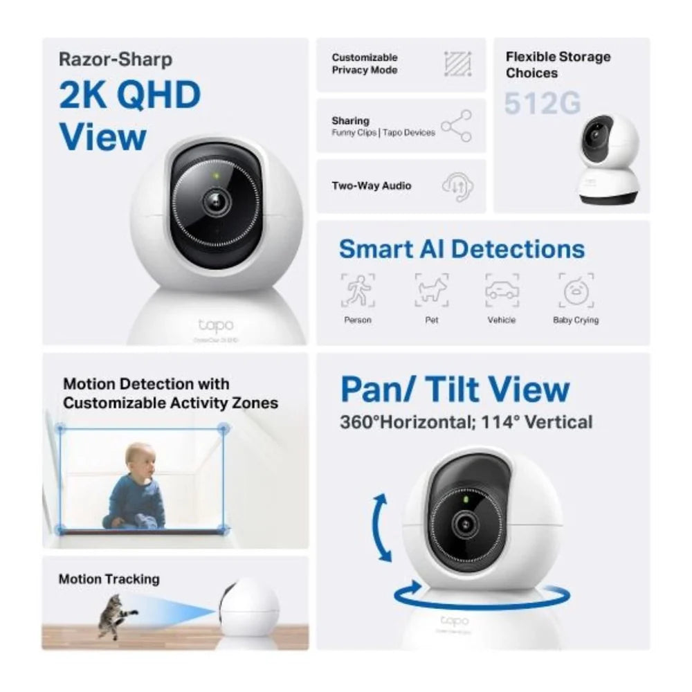 Cámara Wi-Fi TP-Link TC72 2K 4MP Detección de movimiento IA