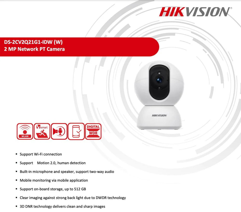 Cámara de Seguridad Hikvision 2mp Domo Wifi PT Interior DS-2CV2Q21G1-IDW